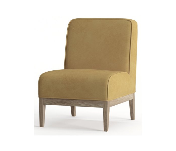 Кресло из велюра Арагорн желтого цвета