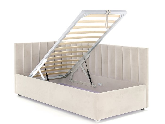 Кровать Negga Mellisa 120х200 бежевого цвета с подъемным механизмом левая - лучшие Кровати для спальни в INMYROOM