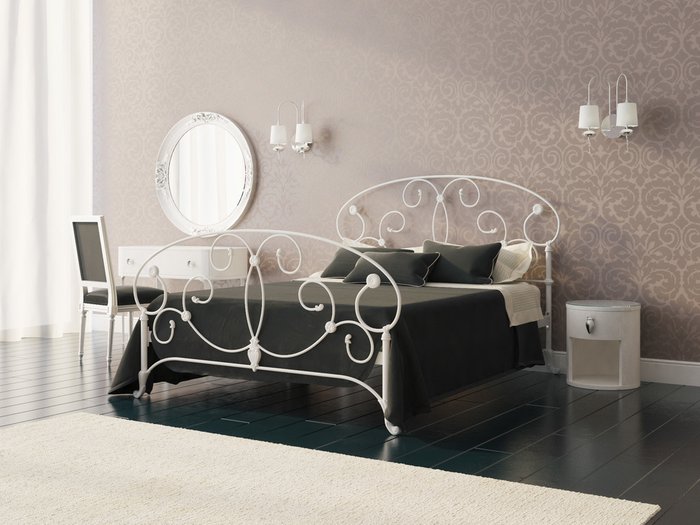 Кровать Арина 140х200 бело-глянцевого цвета - купить Кровати для спальни по цене 78255.0