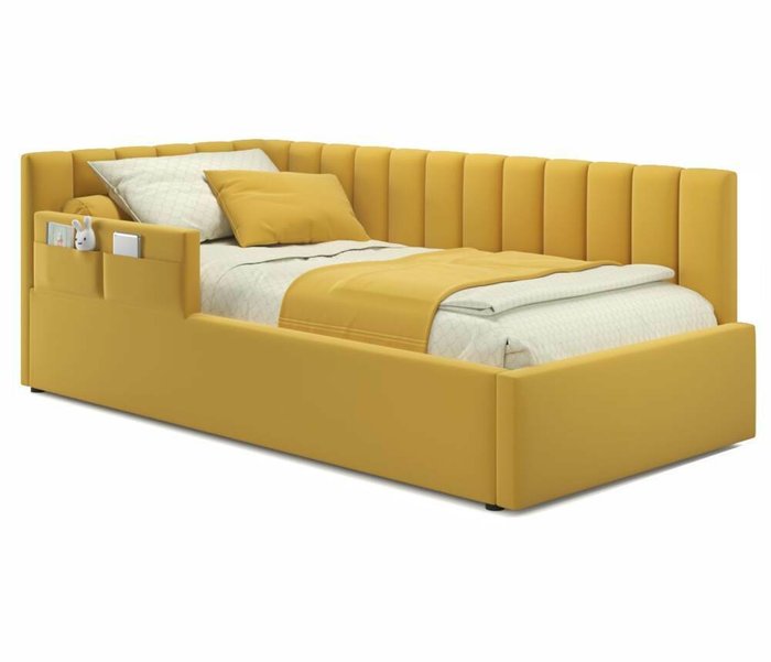 Кровать Milena 90х200 желтого цвета с подъемным механизмом