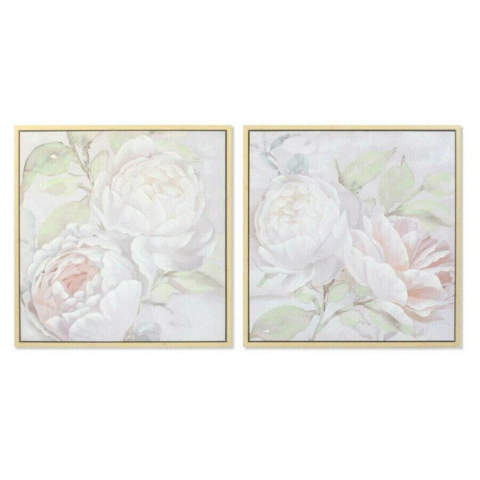 Картина DKD Home Decor 80 x 4 x 80 cm Цветы Shabby Chic (2 штук)