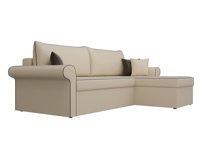 Угловой диван-кровать Милфорд бежевого цвета (экокожа) правый угол - лучшие Угловые диваны в INMYROOM