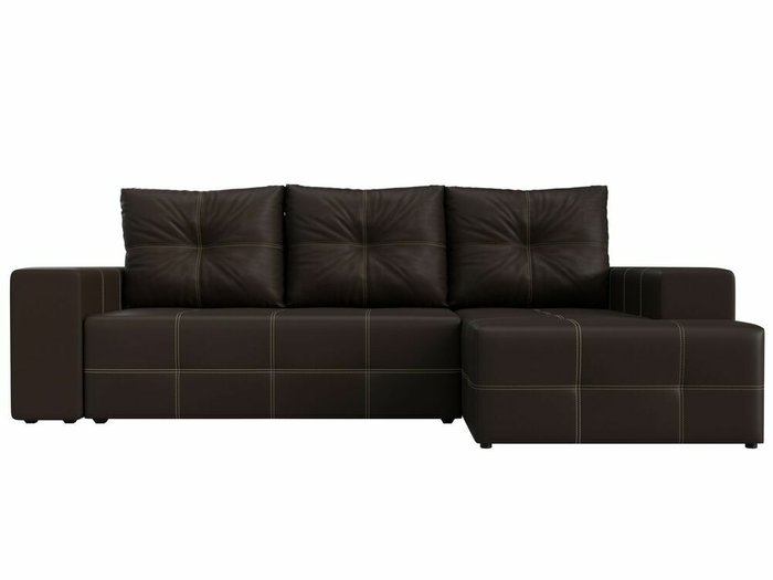 Угловой диван-кровать Перри коричневого цвета (экокожа) правый угол - купить Угловые диваны по цене 59999.0