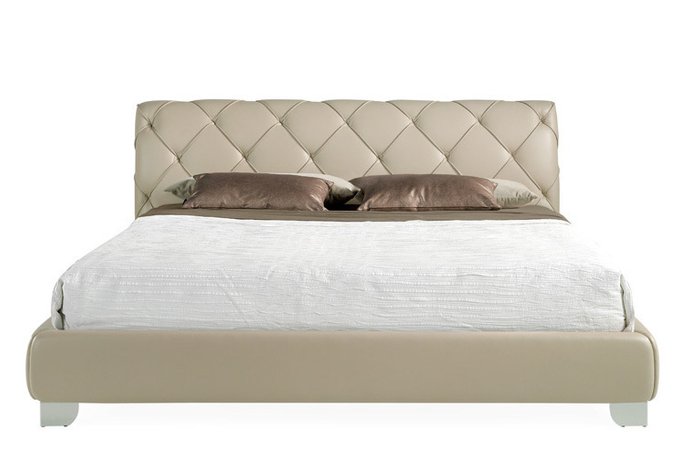 Кровать с мягким изголовьем бежевого цвета 200x220 - лучшие Кровати для спальни в INMYROOM