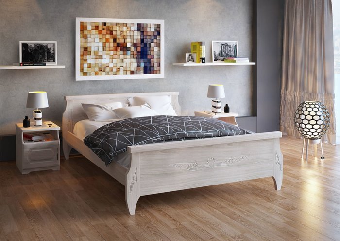 Кровать Ника из массива бука цвета серого цвета 90х195 - купить Кровати для спальни по цене 26104.0