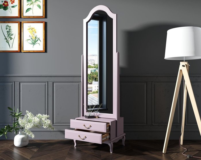 Зеркало напольное с ящиакми "Leontina lavanda" - лучшие Напольные зеркала в INMYROOM