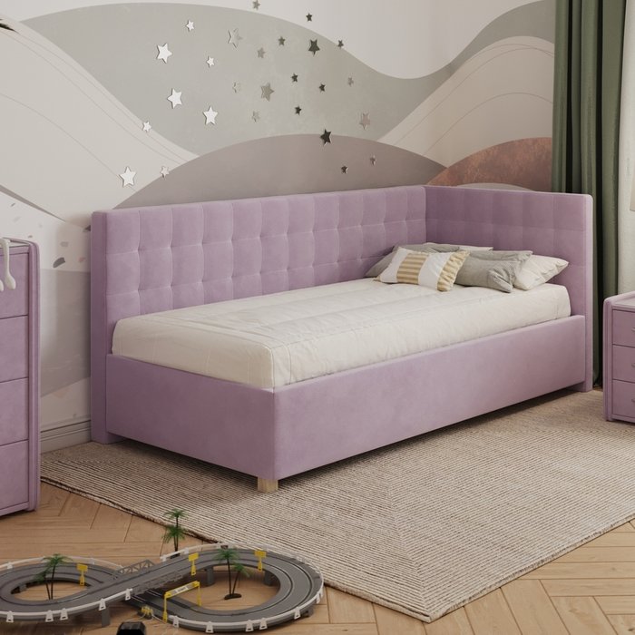Кровать Версаль 90х200 сиреневого цвета без подъемного механизма - лучшие Одноярусные кроватки в INMYROOM