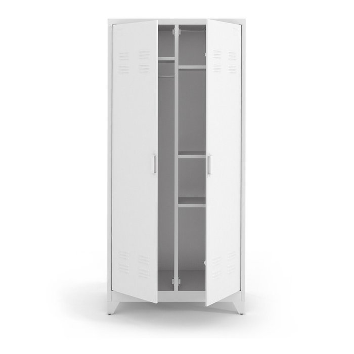 Шкаф с дверками из металла Hiba белого цвета - лучшие Шкафы распашные в INMYROOM