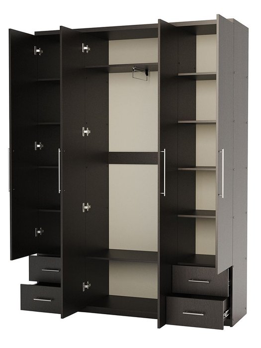 Шкаф четырехдверный Мелодия МКЯ2-43 120х45 венге - купить Шкафы распашные по цене 38990 Шкаф четырехдверный Мелодия МКЯ2-43 120х45 венге - купить Шкафы распашные по цене 38990