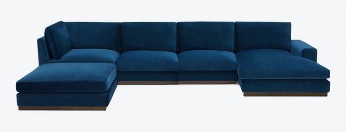 Модульный п-образный угловой диван синего цвета - купить Угловые диваны по цене 178500.0