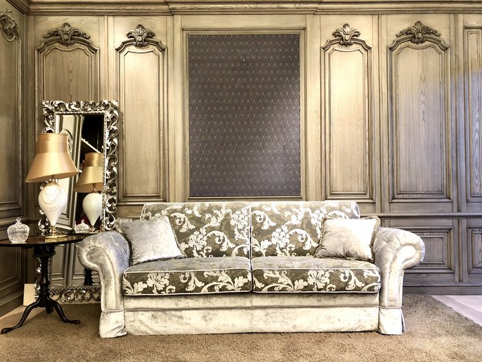 Раскладной диван Paris mokko с цветочным принтом