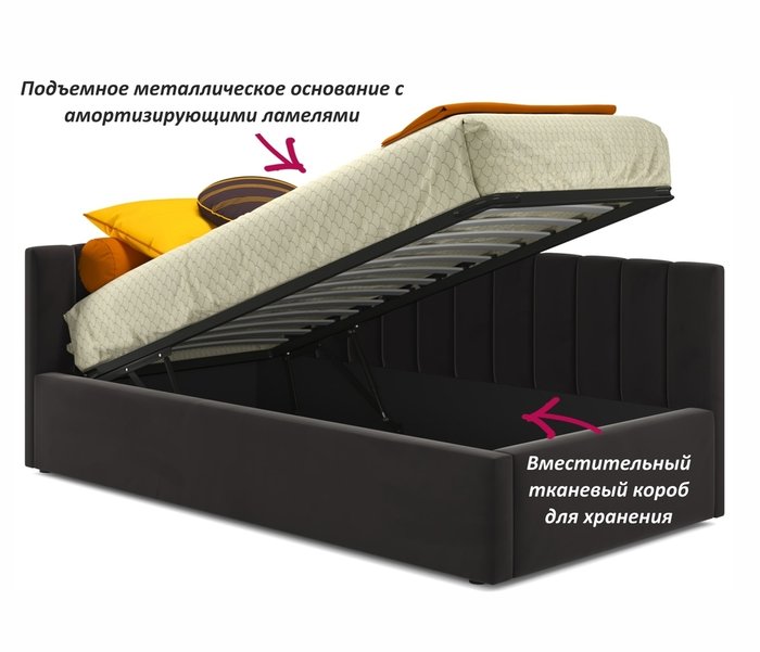 Кровать с подъемным механизмом и матрасом Milena 90х200 коричневого цвета - лучшие Кровати для спальни в INMYROOM