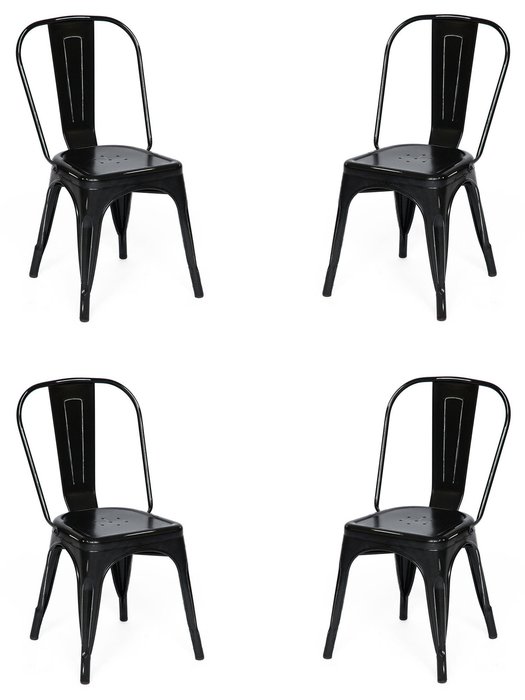 Набор из четырех стульев Loft Chair черного цвета Набор из четырех стульев Loft Chair черного цвета