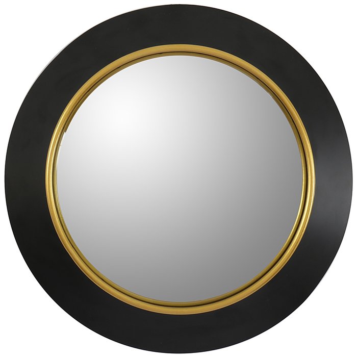 Декоративное настенное зеркало Морган L (fish-eye) в раме черно-золотистого цвета