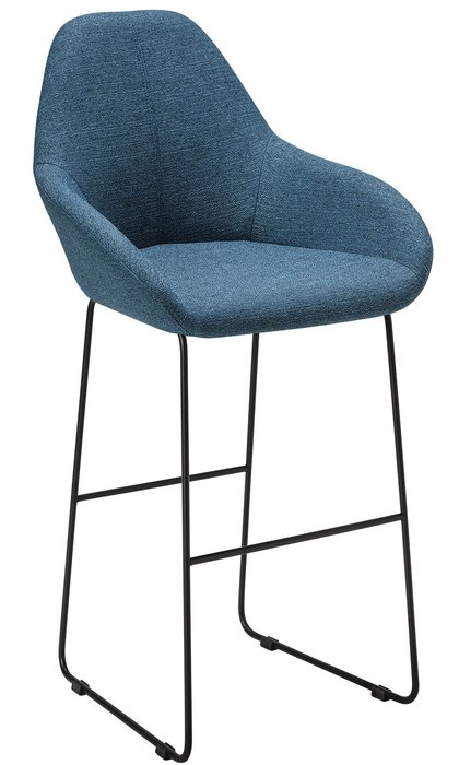Барный стул Kent синего цвета на черных ножках