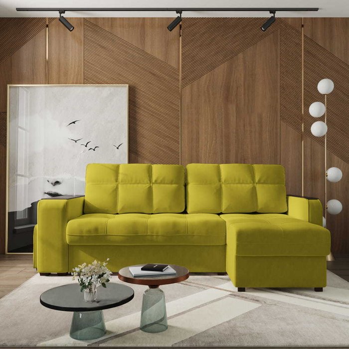 Угловой диван-кровать с пуфом Киль зеленого цвета - купить Угловые диваны по цене 169272.0
