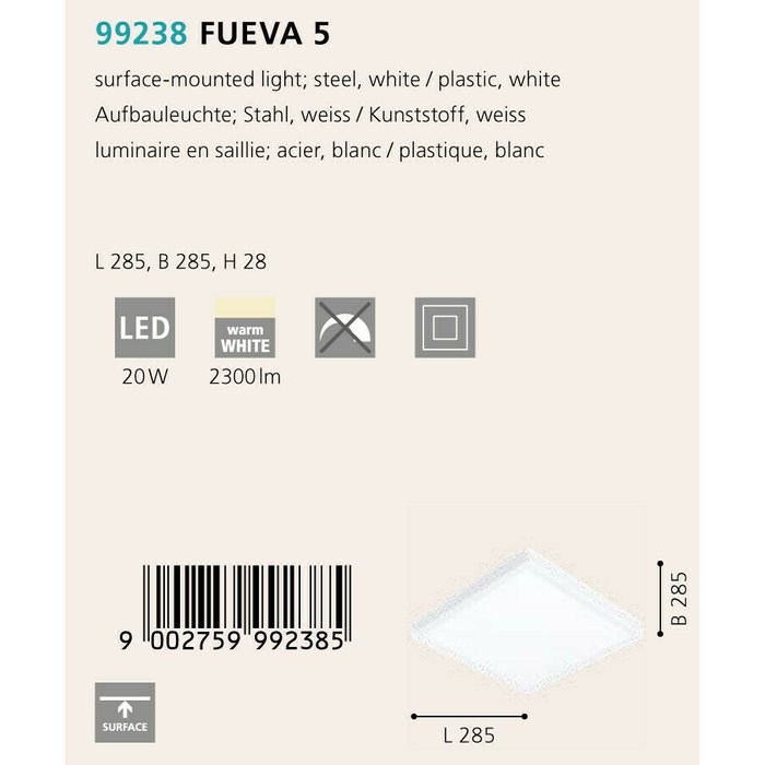 Светильник точечный Fueva белого цвета - купить Потолочные светильники по цене 4090.0