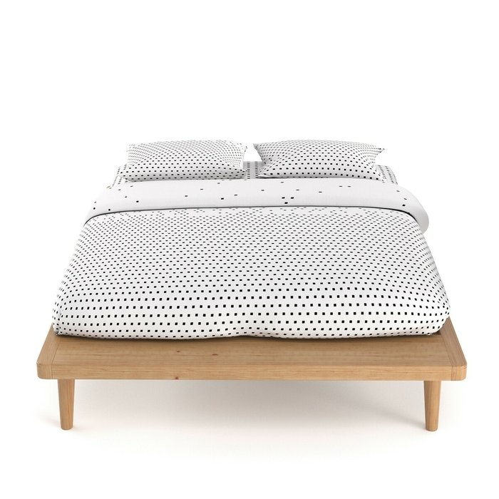 Кровать с платформой из массива сосны с кроватным основанием Jimi 160x200 бежевого цвета - купить Кровати для спальни по цене 42937.0