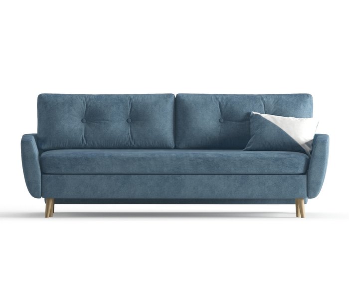 Диван-кровать Авиньон в обивке из велюра светло-синего цвета - купить Прямые диваны по цене 36990.0