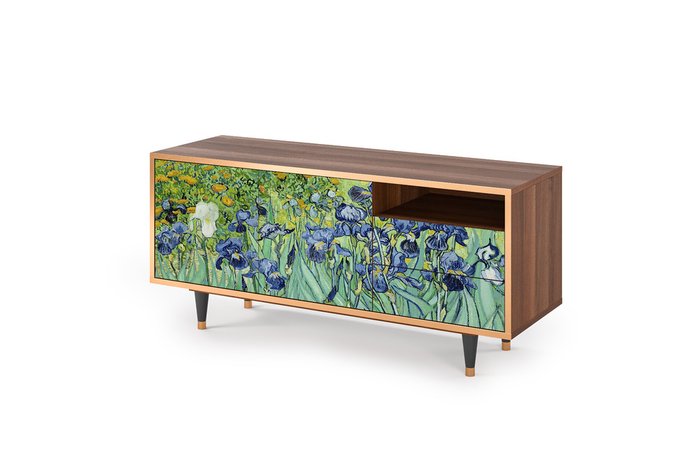 Тумба под TV T7 Irises by Vincent van Gogh с корпусом цвета орех - купить Тумбы для ТВ по цене 33990.0 Тумба под TV T7 Irises by Vincent van Gogh с корпусом цвета орех - купить Тумбы для ТВ по цене 33990.0
