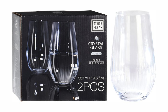 Набор из двух стеклянных стаканов для воды - купить Бокалы и стаканы по цене 840.0