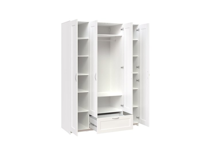 Шкаф Сириус четырёхдверный белого цвета с двумя выдвижным ящиком - купить Шкафы распашные по цене 48999.0