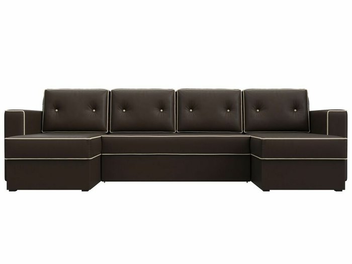 Угловой диван-кровать Принстон коричневого цвета (экокожа) - купить Угловые диваны по цене 59999.0