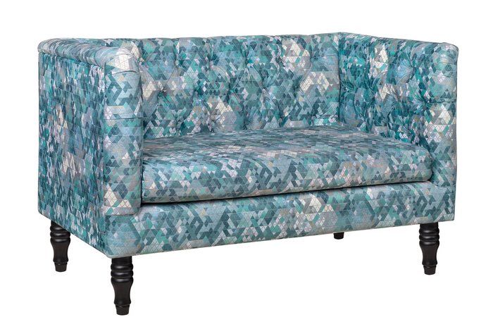 Двухместный диван Rose зелено-голубого цвета - купить Прямые диваны по цене 70800.0