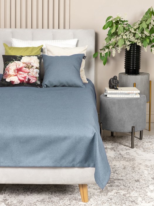 Покрывало Uno Savana 135x210 темно-голубого цвета - лучшие Покрывала в INMYROOM