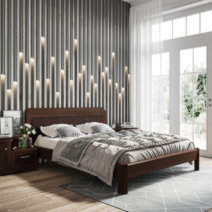 Кровать Магна 140х200 темно-коричневого цвета - купить Кровати для спальни по цене 56120.0