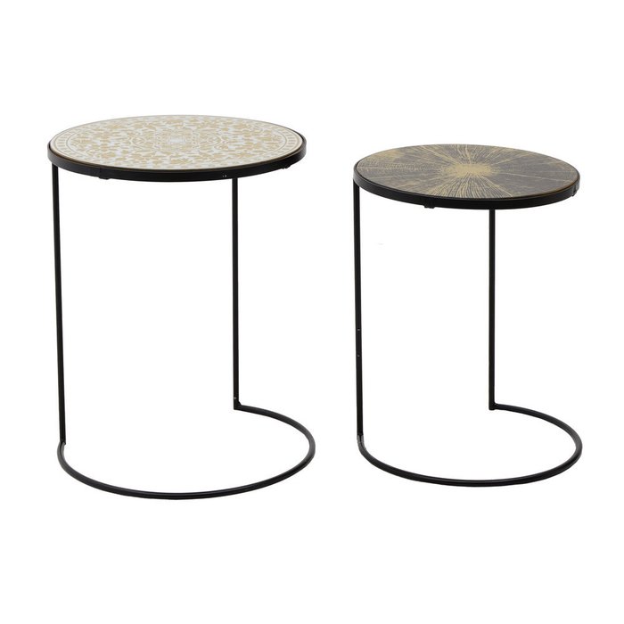 Набор из двух кофейных столиков из металла и стекла