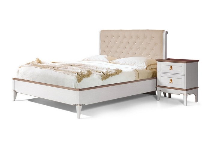 Кровать Стюарт 160х200 бело-бежевого цвета