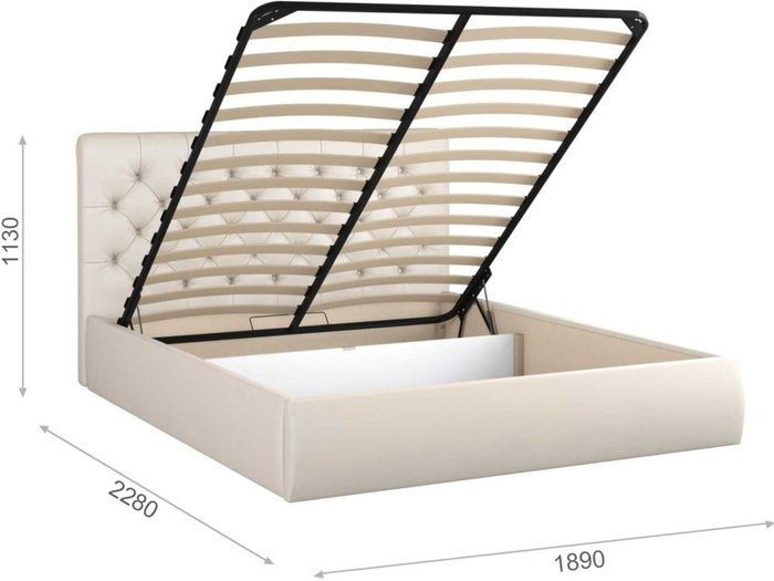 Кровать с подъемным механизмом Беатриче 180х200 светло-бежевого цвета - купить Кровати для спальни по цене 45980.0