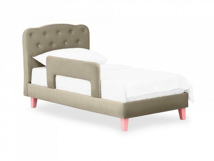 Кровать Candy 80х160 темно-бежевого цвета с розовыми ножками - лучшие Одноярусные кроватки в INMYROOM