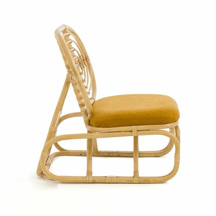 Кресло из стеблей ротанга и велюра Dhony жжелтого цвета - лучшие Интерьерные кресла в INMYROOM