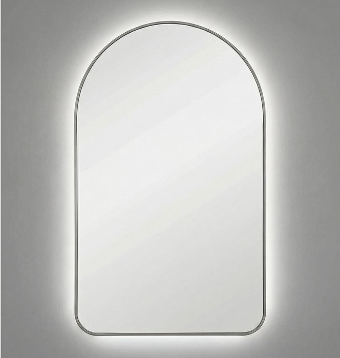 Настенное зеркало Arch M в раме серебряного цвета с подсветкой Настенное зеркало Arch M в раме серебряного цвета с подсветкой
