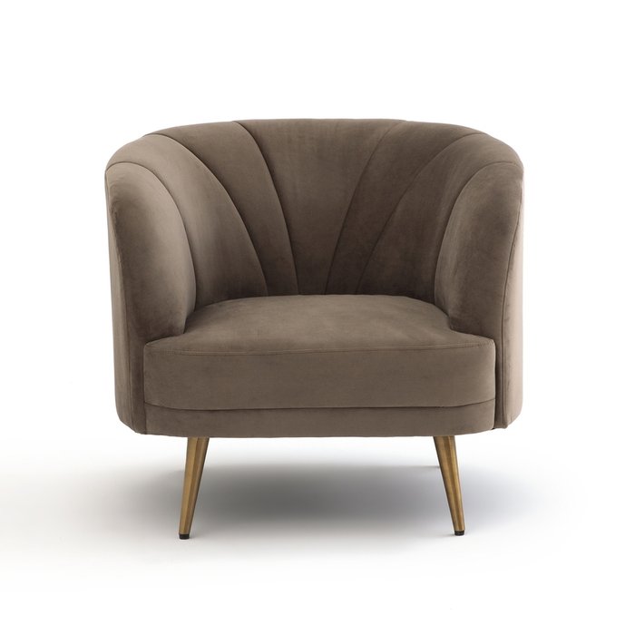 Кресло велюровое Leone коричнево-серого цвета - купить Интерьерные кресла по цене 48620.0