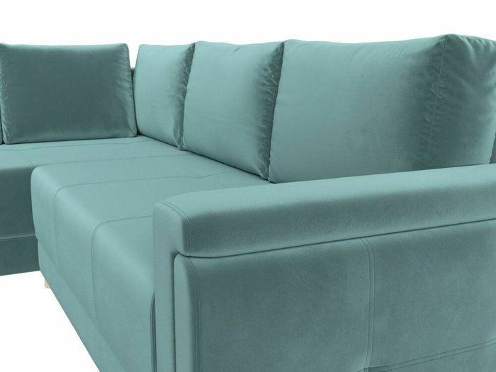 Угловой диван-кровать Лига 024 бирюзового цвета левый угол - лучшие Угловые диваны в INMYROOM