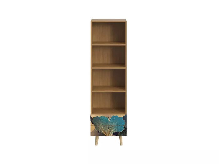 Книжный шкаф Frida с принтом Botanic и деревянными ножками - купить Книжные шкафы по цене 27900.0
