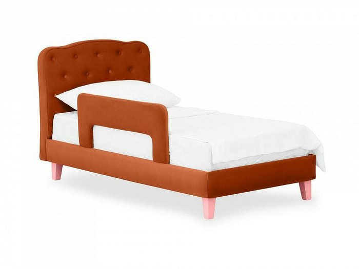 Кровать Candy 80х160 оранжевого цвета с розовыми ножками - лучшие Одноярусные кроватки в INMYROOM
