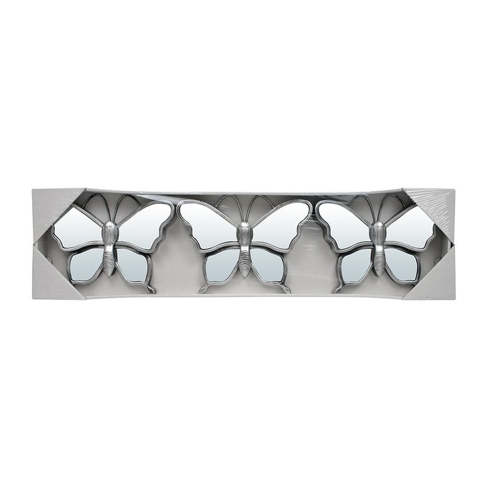 Комплект из трех  настенных декоративных зеркал Бабочки серебряного цвета - лучшие Настенные зеркала в INMYROOM