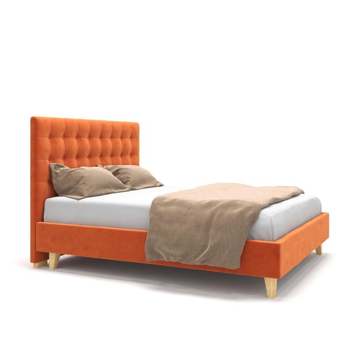 Кровать Finlay на ножках оранжевая 140х200 - купить Кровати для спальни по цене 47900.0