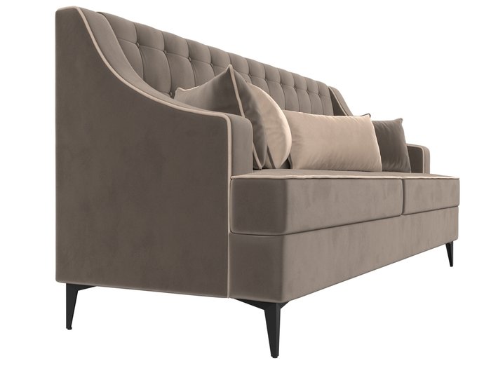 Прямой диван Марк коричневого цвета с бежевым кантом - лучшие Прямые диваны в INMYROOM