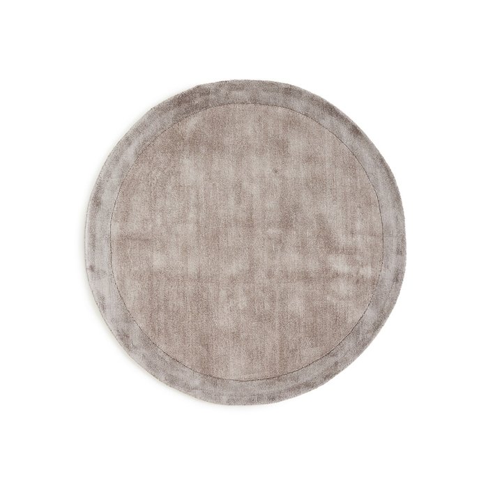 Ковер из тенселя круглый сотканный вручную Burada 250х250 серого цвета