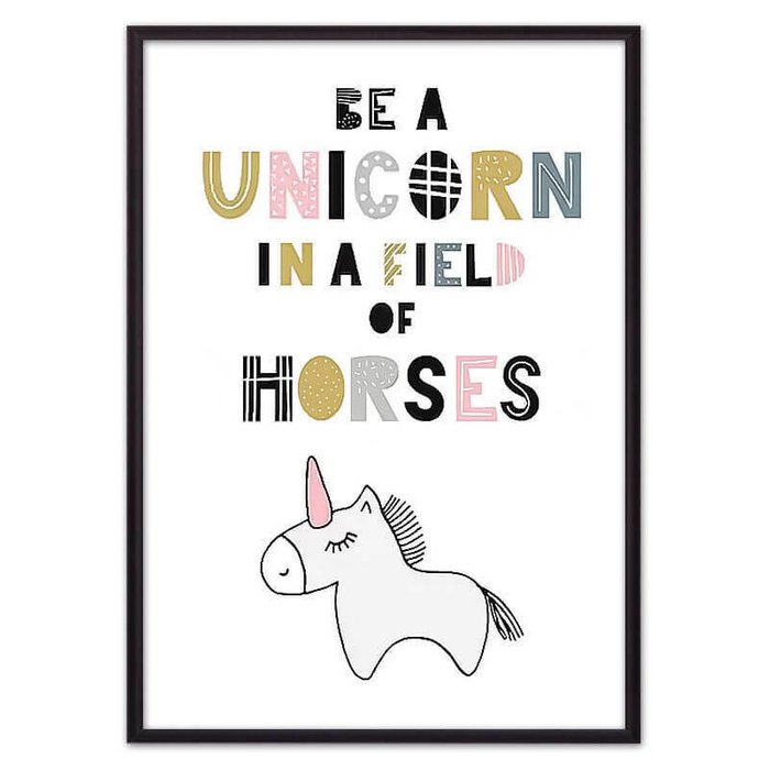 Постер в рамке Единорог "Be a unicorn…" 21х30 см