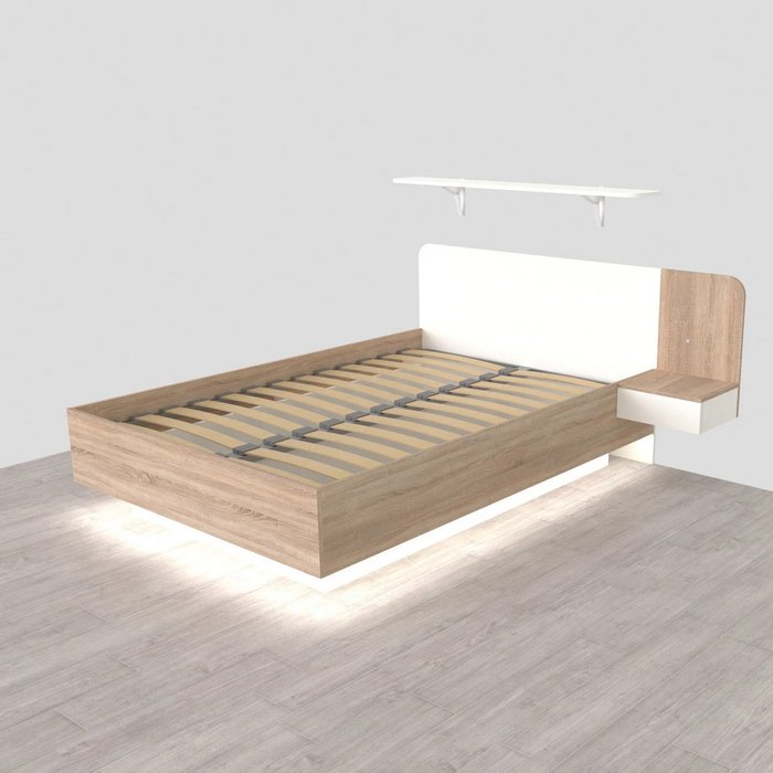 Кровать Астра 160х200 бело-бежевого цвета с подъемным механизмом и одним ящиком Кровать Астра 160х200 бело-бежевого цвета с подъемным механизмом и одним ящиком