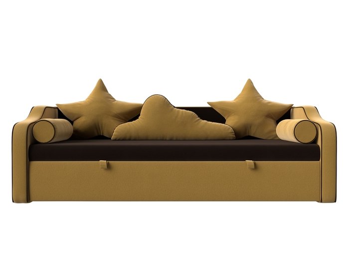 Прямой диван-кровать Рико желто-коричневого цвета - купить Прямые диваны по цене 36999.0
