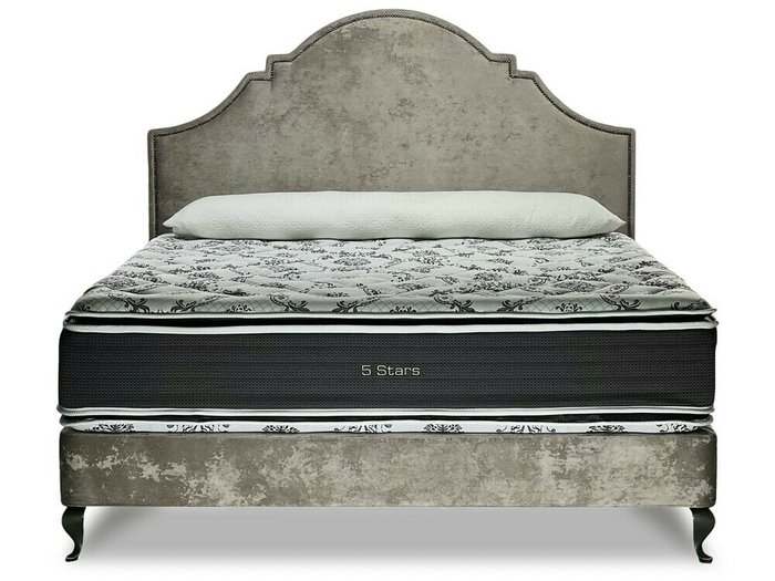 Кровать Charlotte Base 200х200 в обивке из велюра серого цвета - купить Кровати для спальни по цене 126500.0