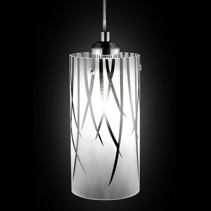 Подвесной светильник белый с хромированным рисунком - купить Подвесные светильники по цене 945.0