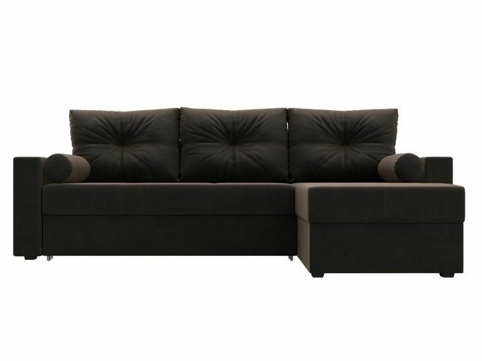Угловой диван-кровать Верона коричневого цвета правый угол - купить Угловые диваны по цене 47999.0